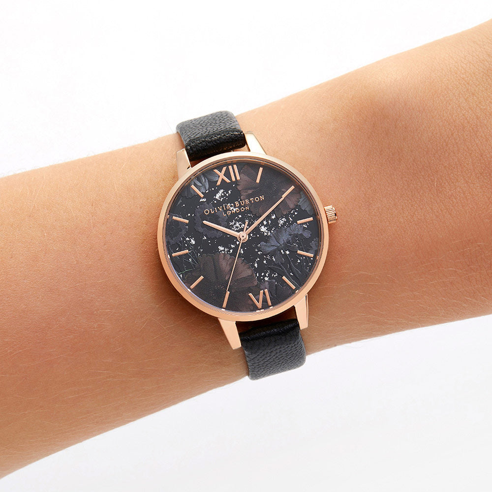 Olivia Burton Celestial Black Leather Ladies Watch - OB16GD22
