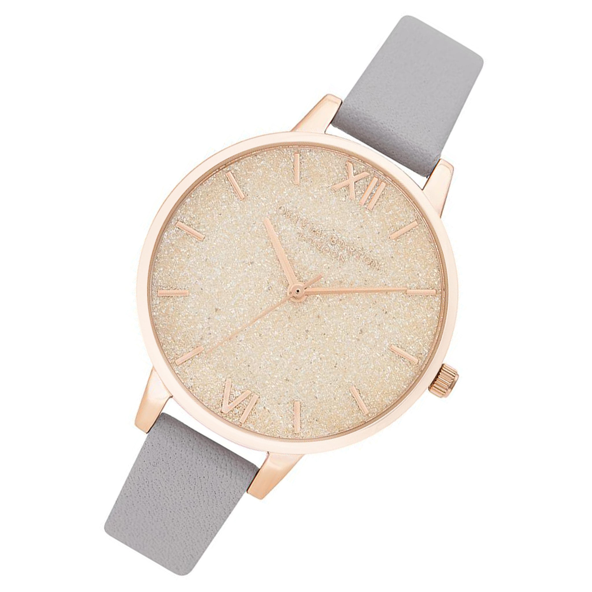 Olivia Burton Glitter Bee Grey Lilac Leather Women's Watch - OB16GD45
