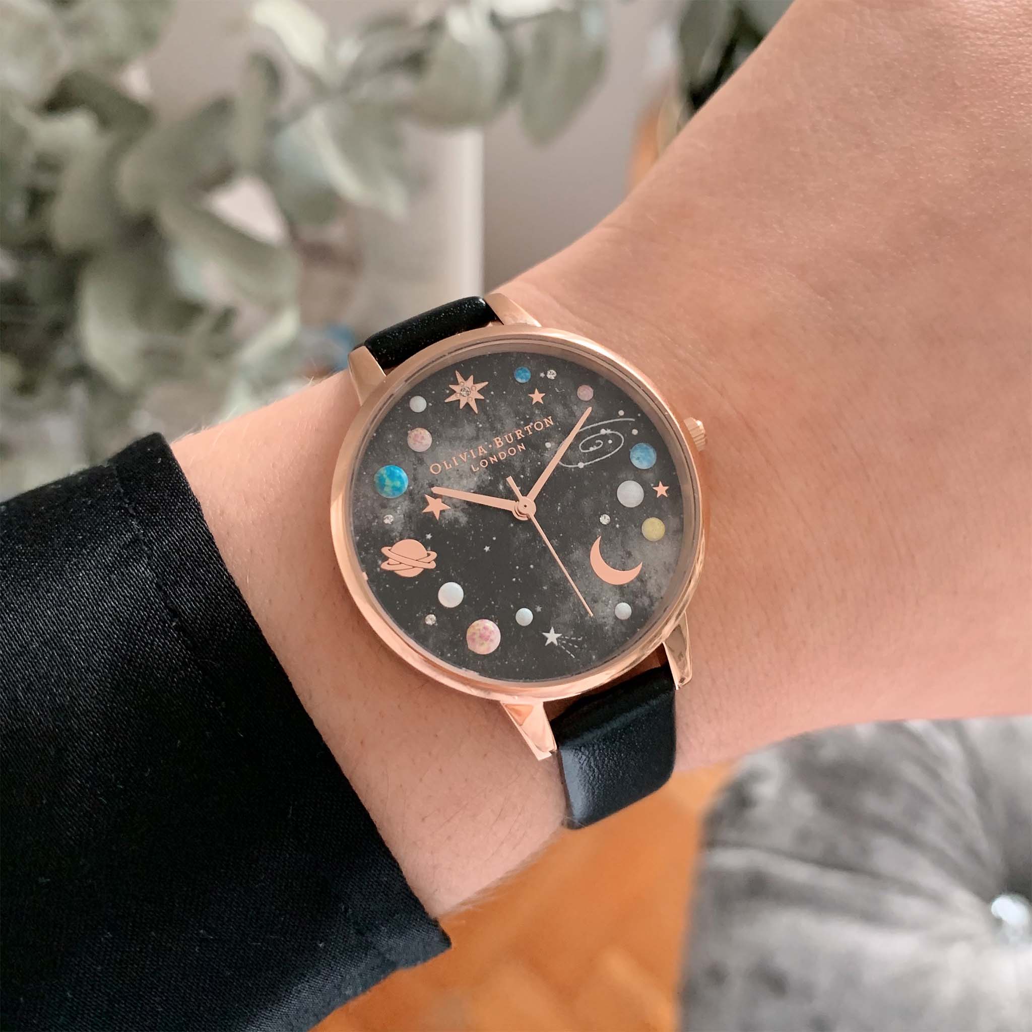 Olivia Burton Celestial Demi Dial Black & Rose Gold Women's Watch - OB16GD83