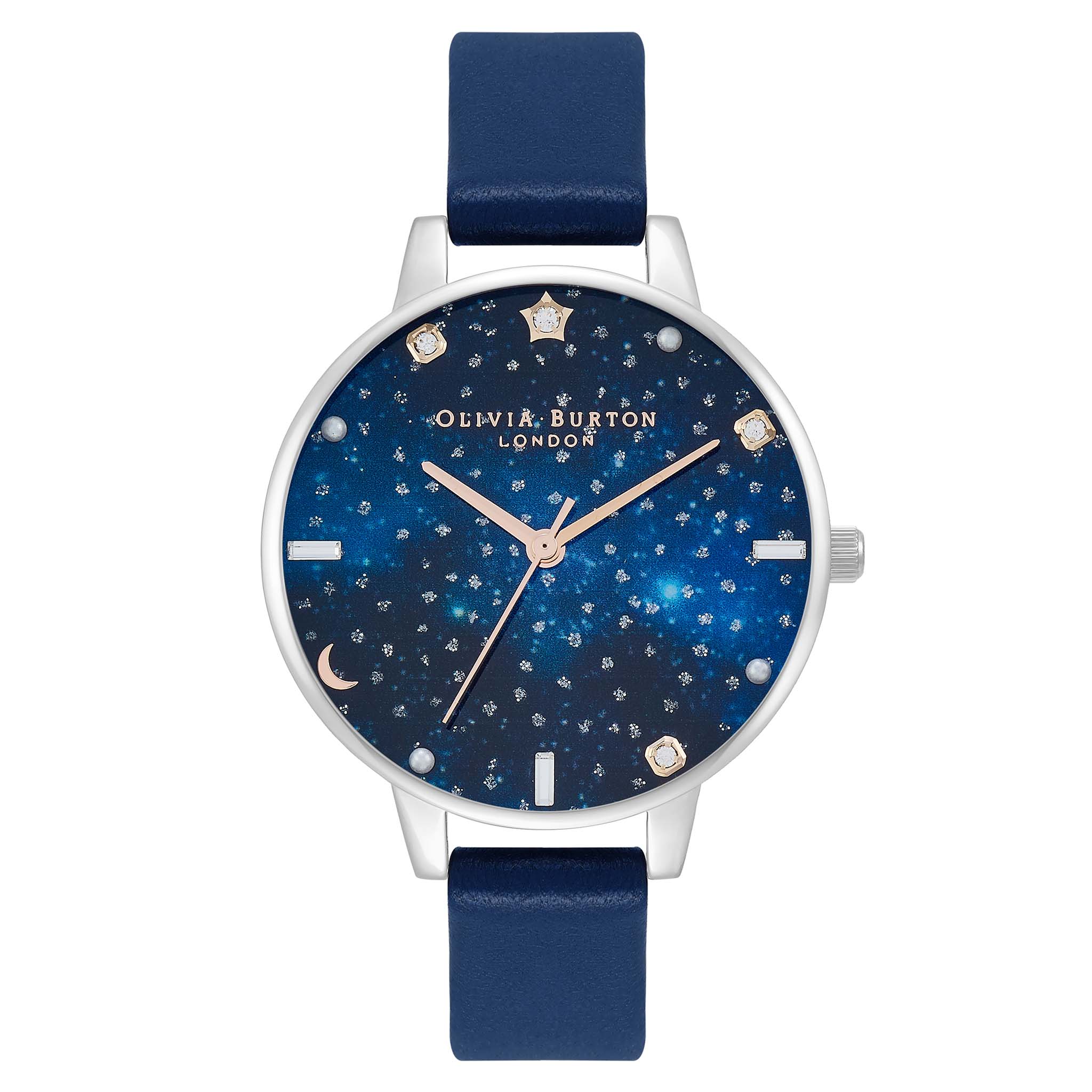 Olivia Burton Celestial Galaxy Demi Dial Navy & Silver Women's Watch - OB16GD97
