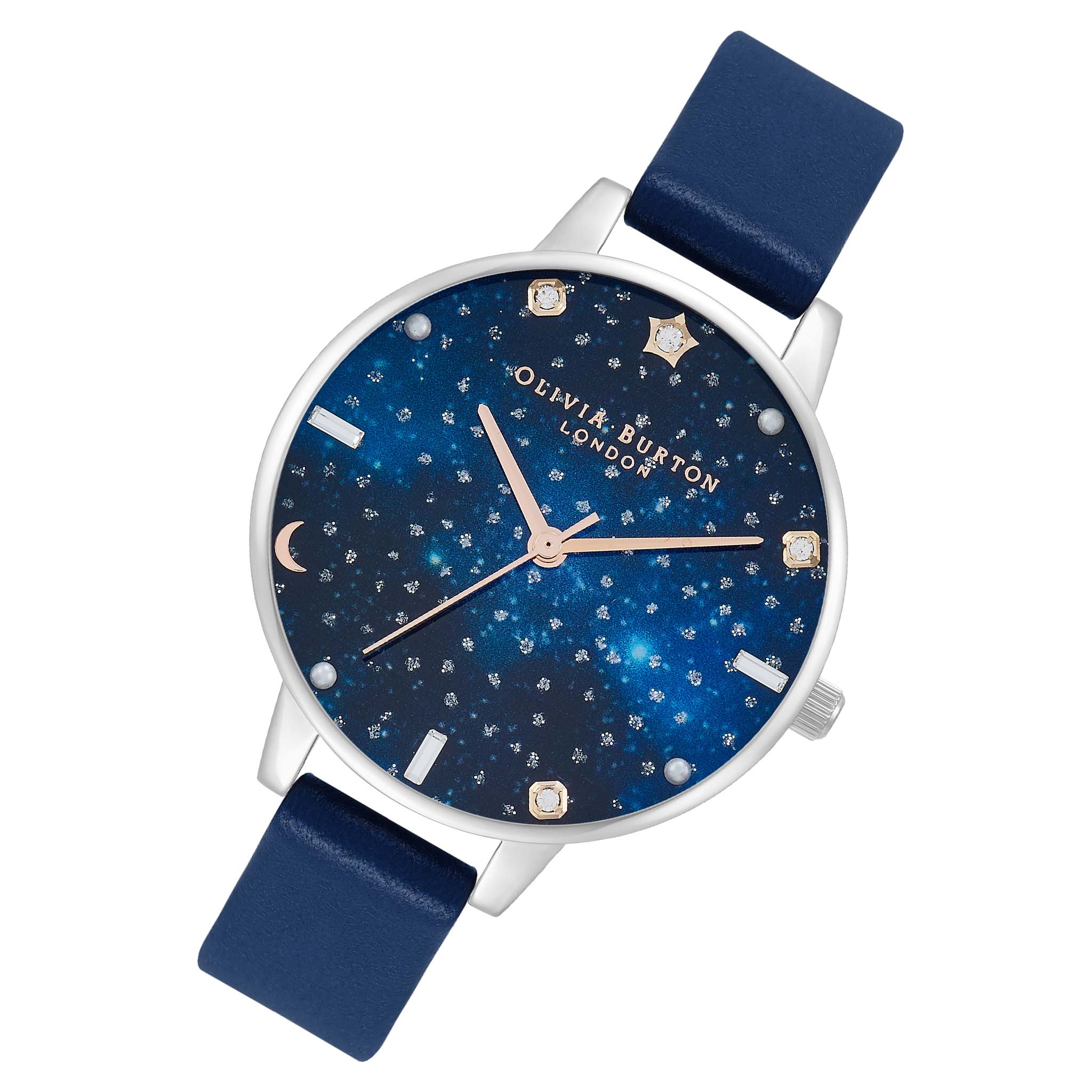 Olivia Burton Celestial Galaxy Demi Dial Navy & Silver Women's Watch - OB16GD97
