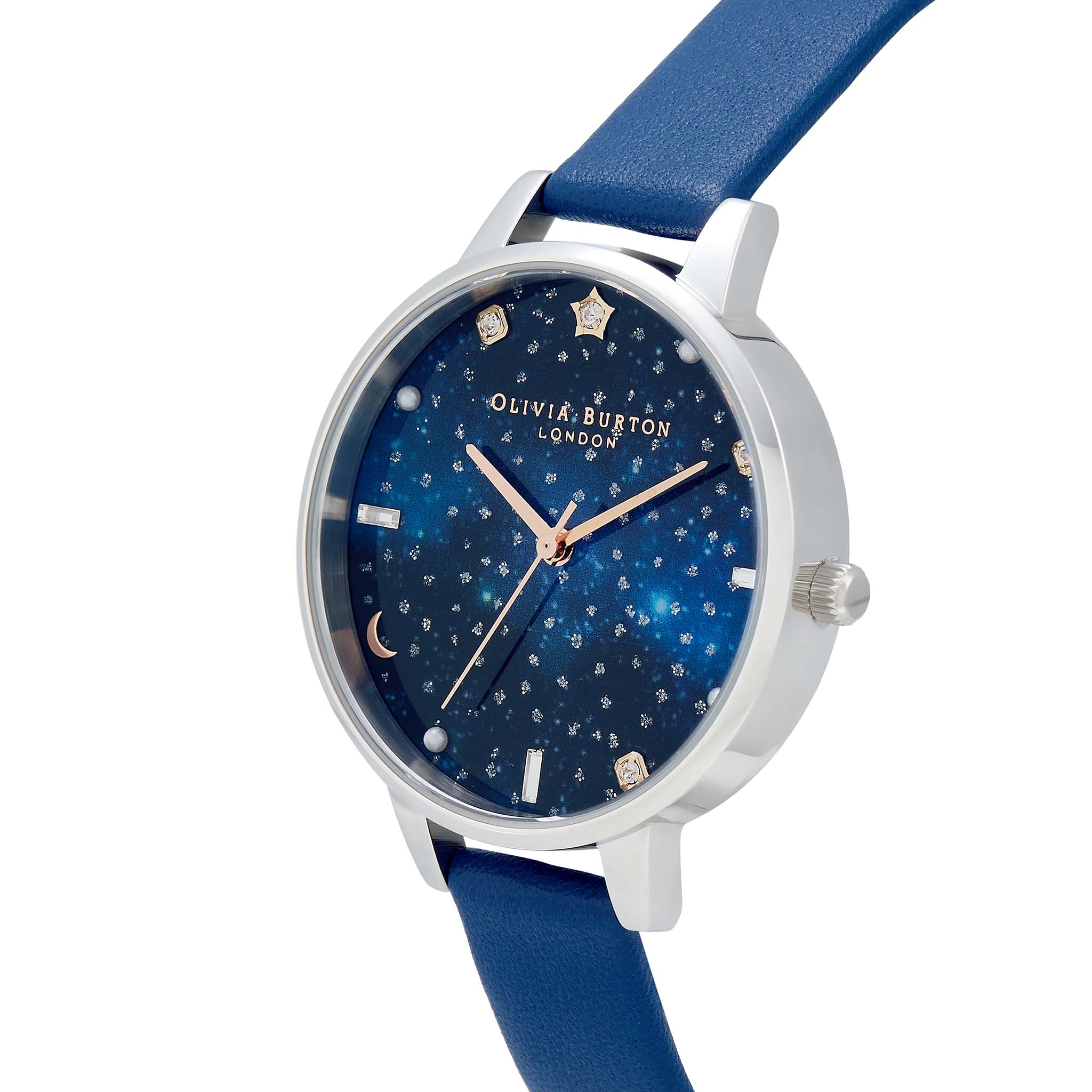 Olivia Burton Celestial Galaxy Demi Dial Navy & Silver Women's Watch - OB16GD97