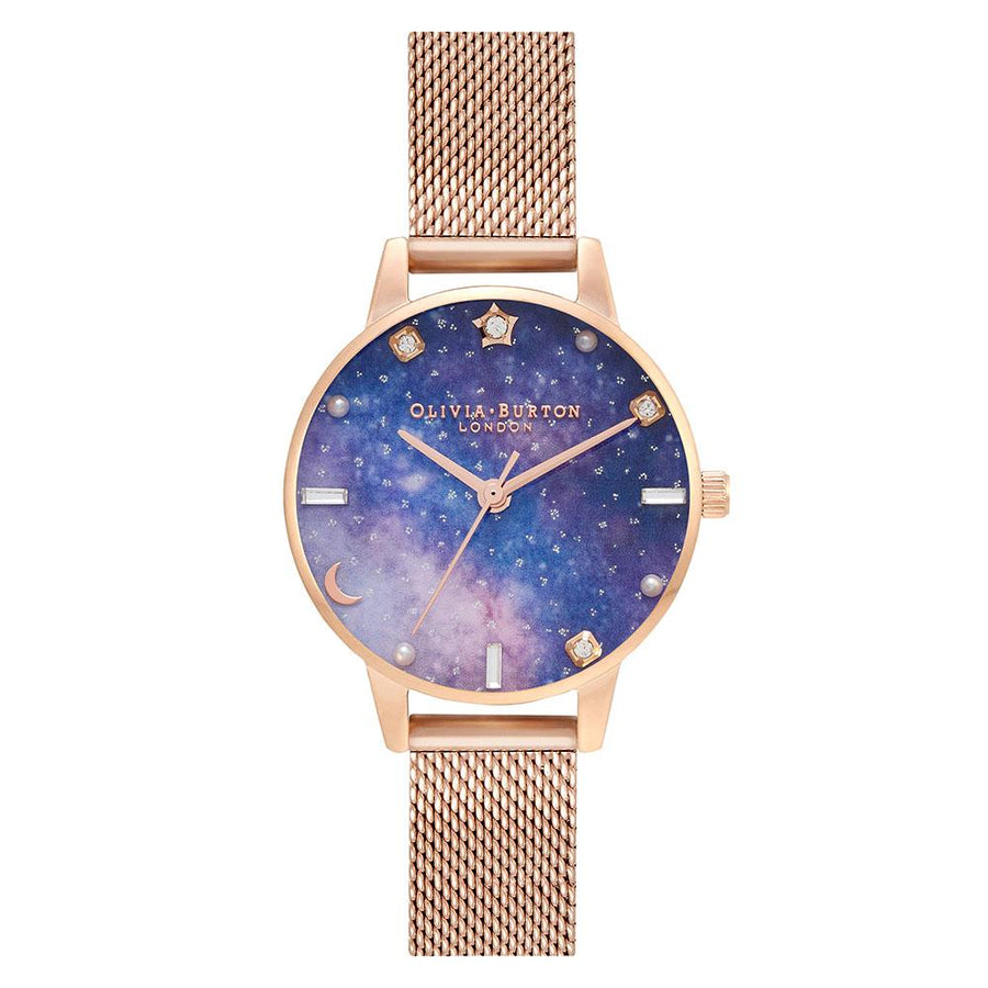 Olivia Burton Celestial Galaxy Midi Dial Rose Gold Mesh Women's Watch - OB16GD98