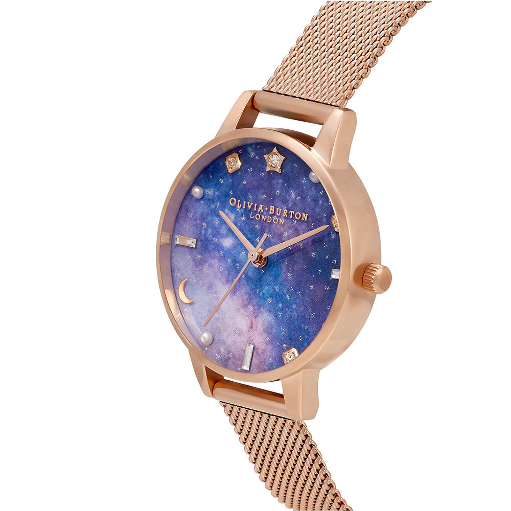 Olivia Burton Celestial Galaxy Midi Dial Rose Gold Mesh Women's Watch - OB16GD98