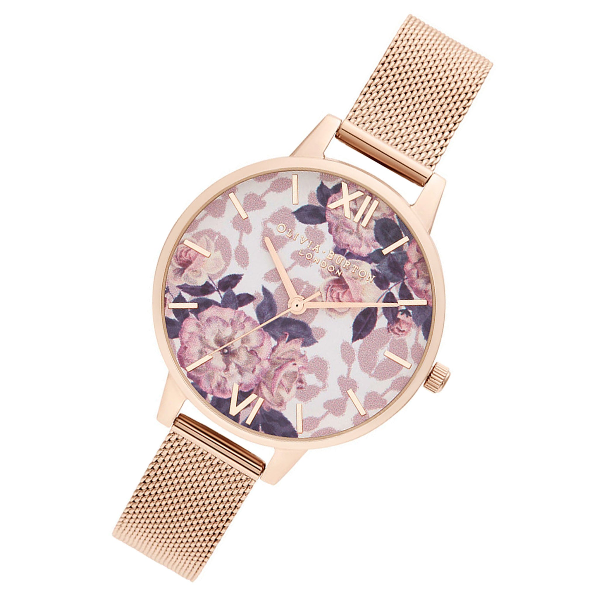 Olivia Burton Wildflower Pale Rose Gold Mesh Women's Watch - OB16LP01