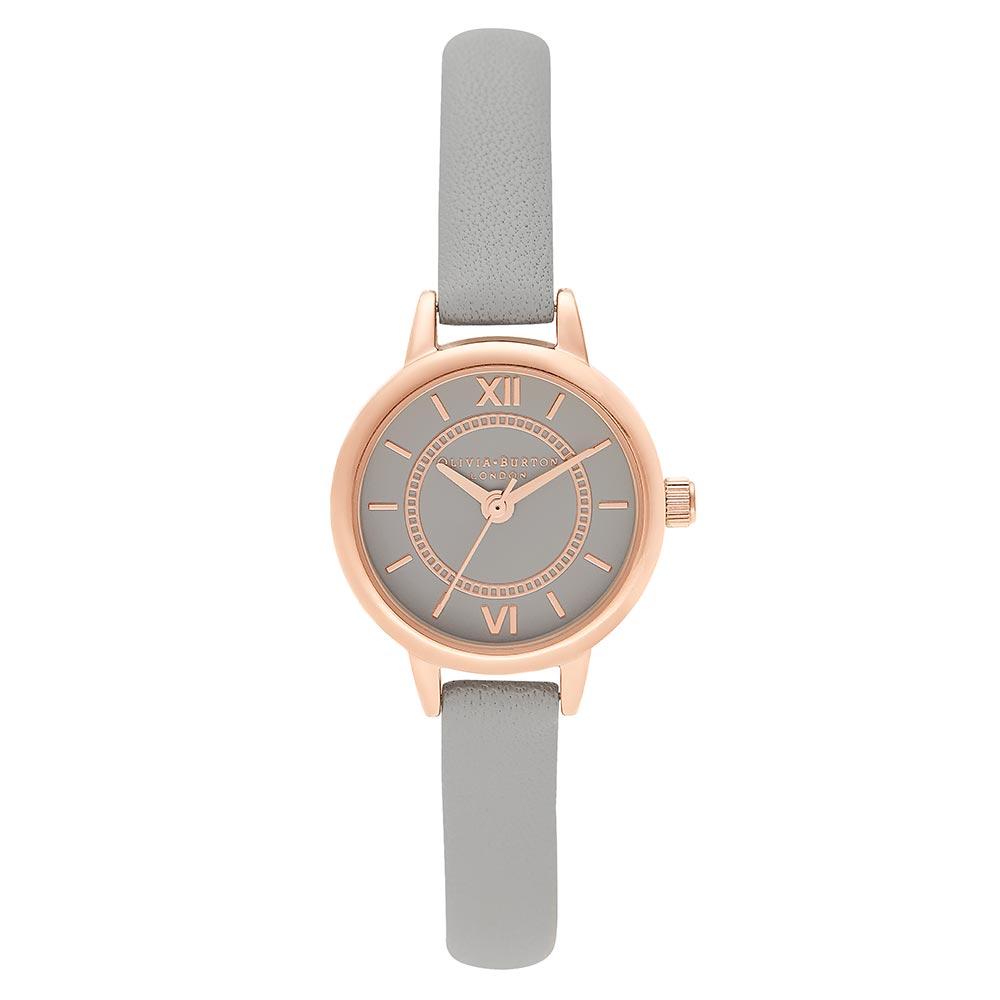 Olivia Burton Mini Dial Grey Leather Ladies Watch - OB16MC58