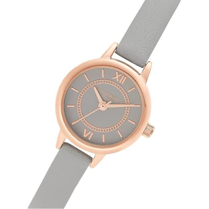 Olivia Burton Mini Dial Grey Leather Ladies Watch - OB16MC58