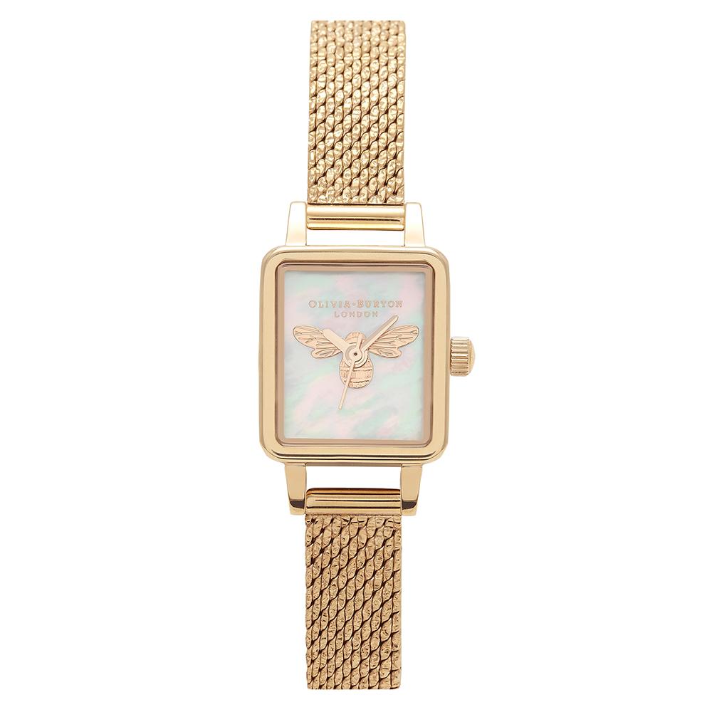 Olivia Burton White Mother Of Pearl & Bee Mesh Women's Watch - OB16MC66