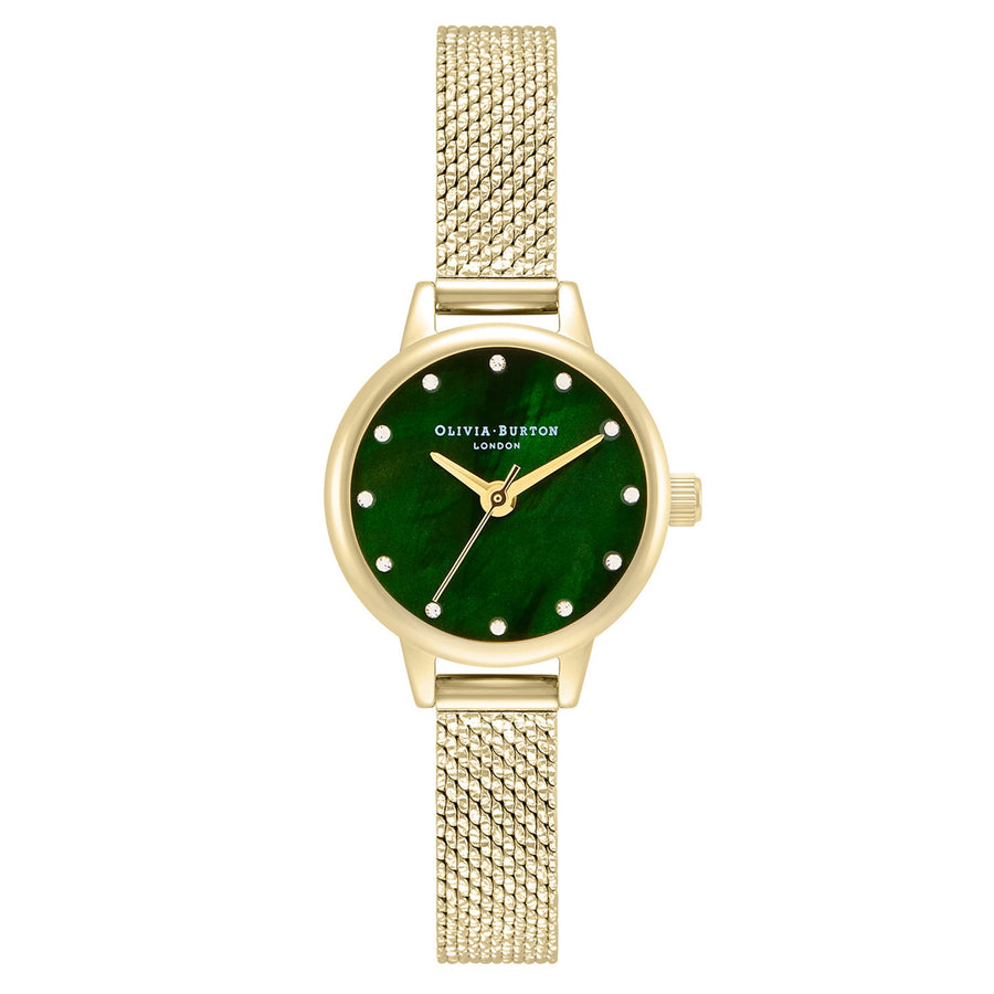 Olivia Burton Classics Ionic Gold Plated Steel Emerald Green Mop & Stone Dial Women's Watch - OB16MN12