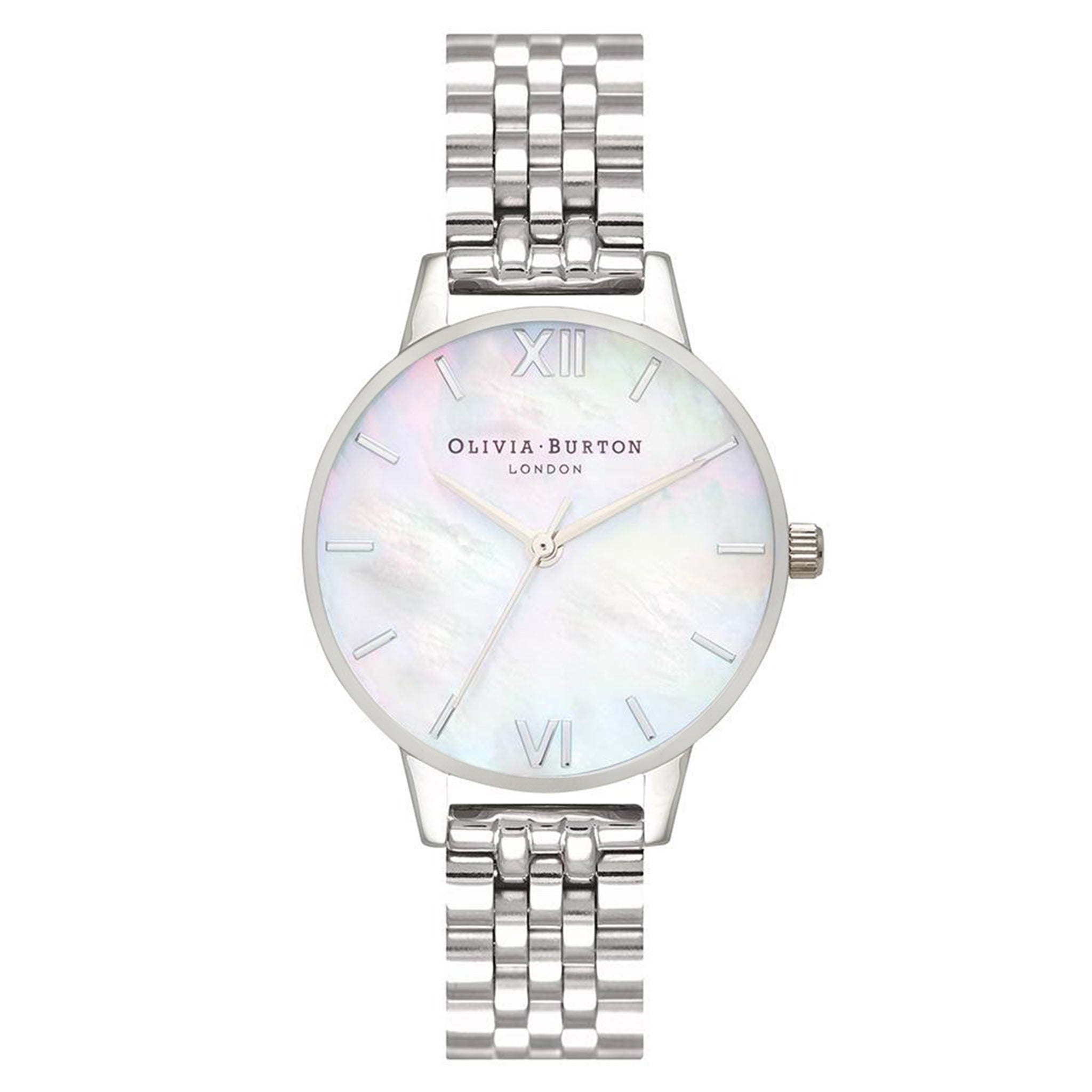 Olivia Burton Silver Steel Mother of Pearl Dial Women s Watch