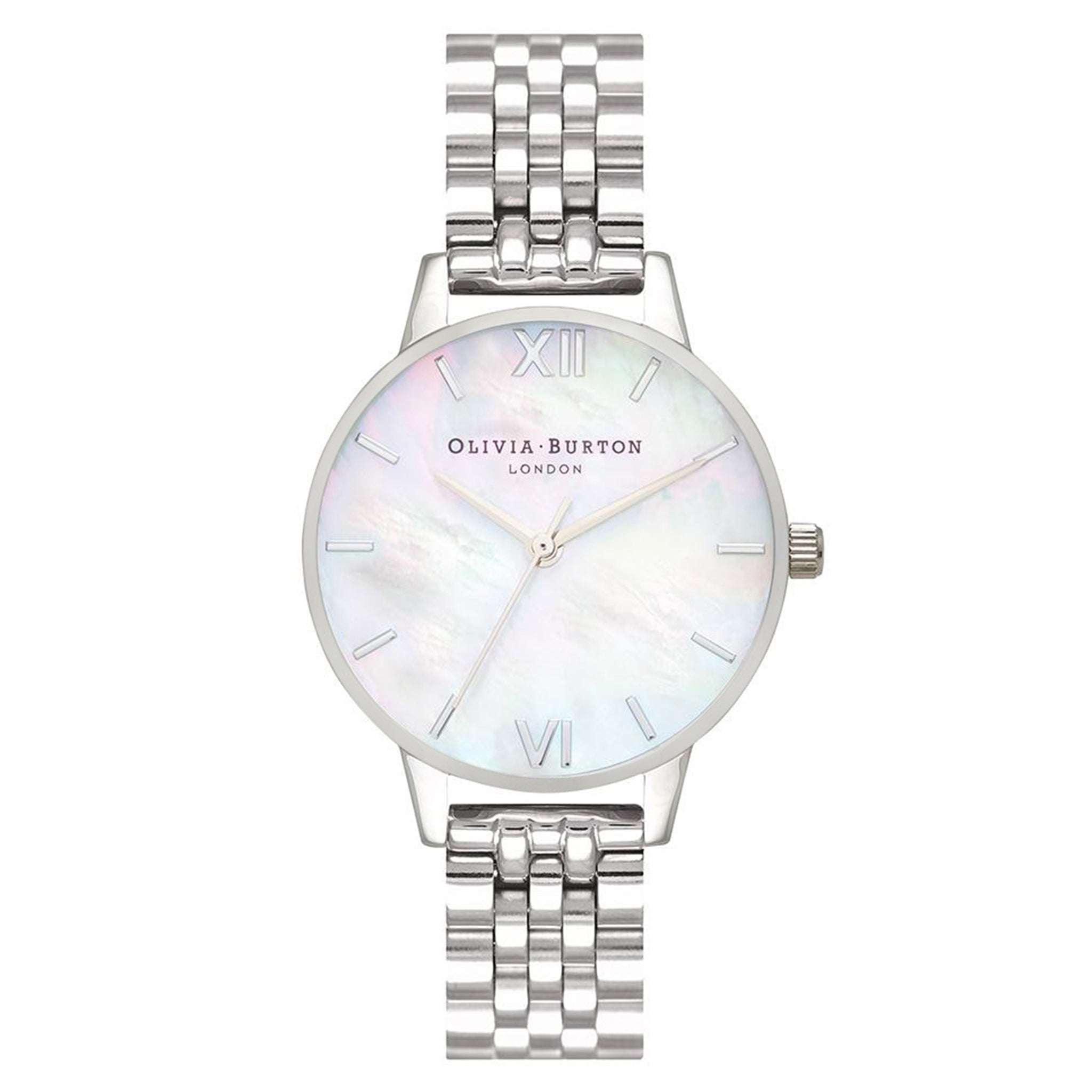 Olivia Burton Silver Steel Mother of Pearl Dial Women's Watch - OB16MOP02