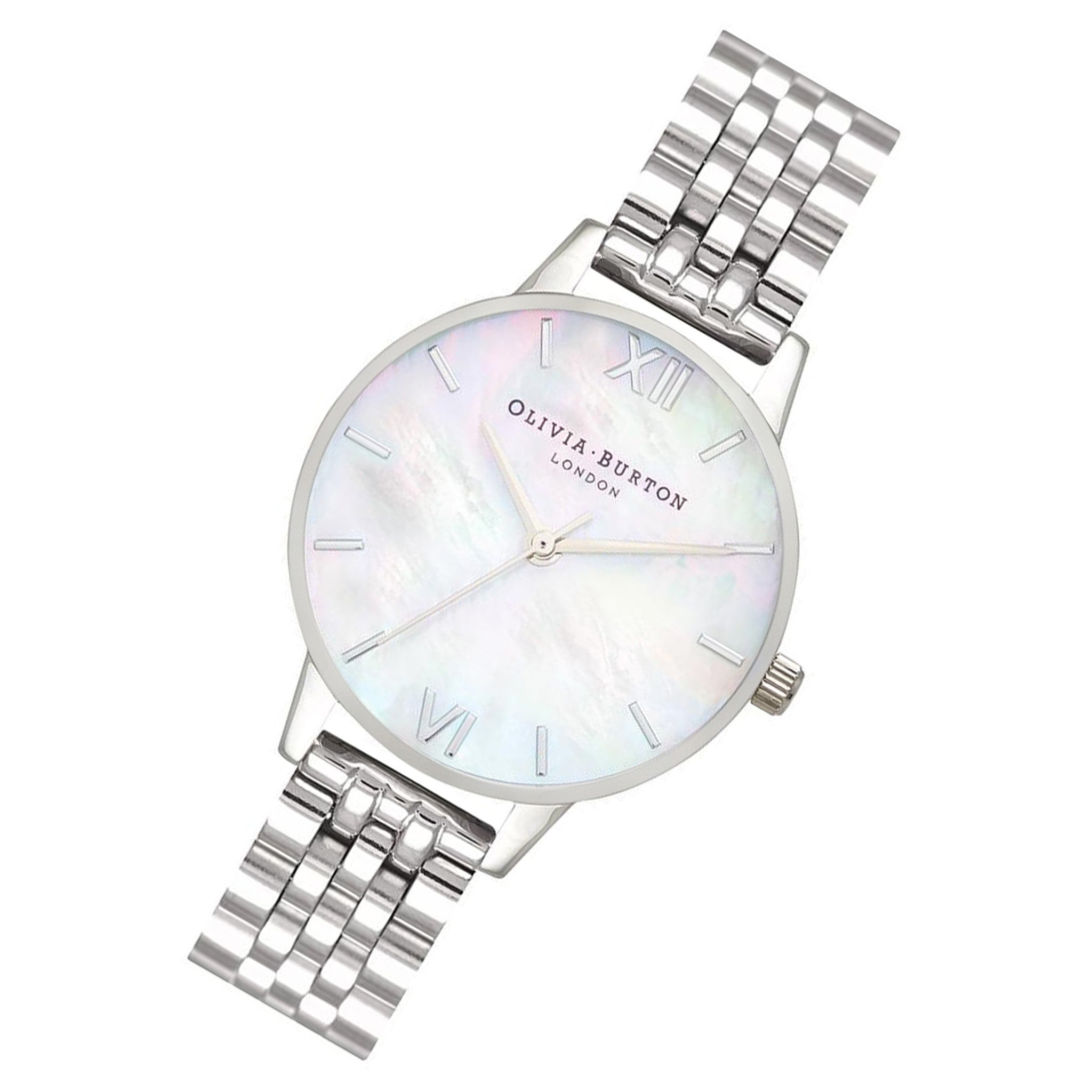 Olivia Burton Silver Steel Mother of Pearl Dial Women's Watch - OB16MOP02