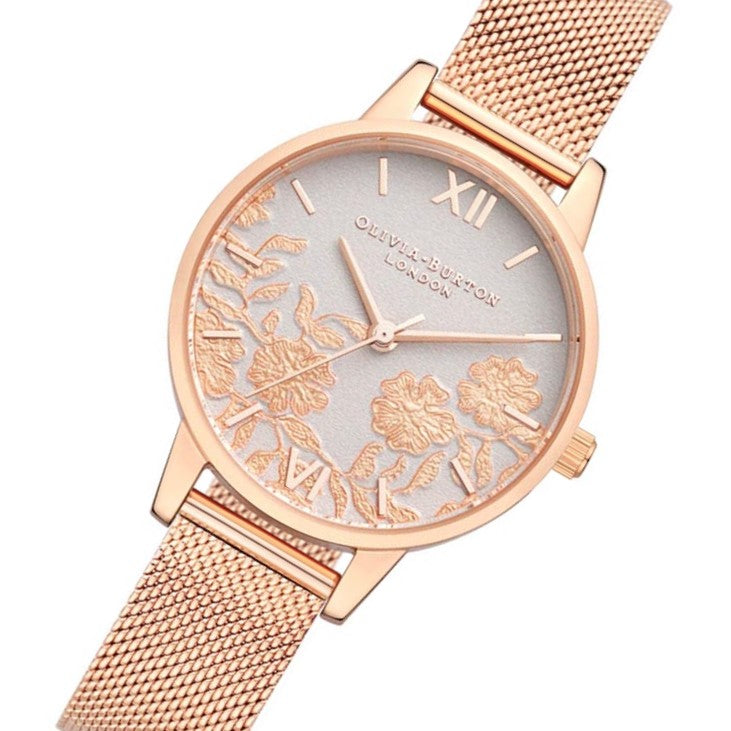 Olivia Burton Lace  ose Gold Mesh Ladies Watch - OB16MV100