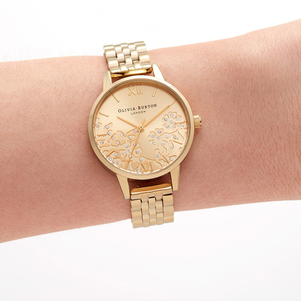Olivia Burton Bejewelled Lace Gold Bracelet Ladies Watch - OB16MV105