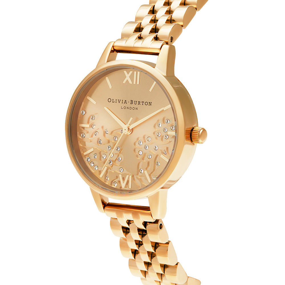 Olivia Burton Bejewelled Lace Gold Bracelet Ladies Watch - OB16MV105