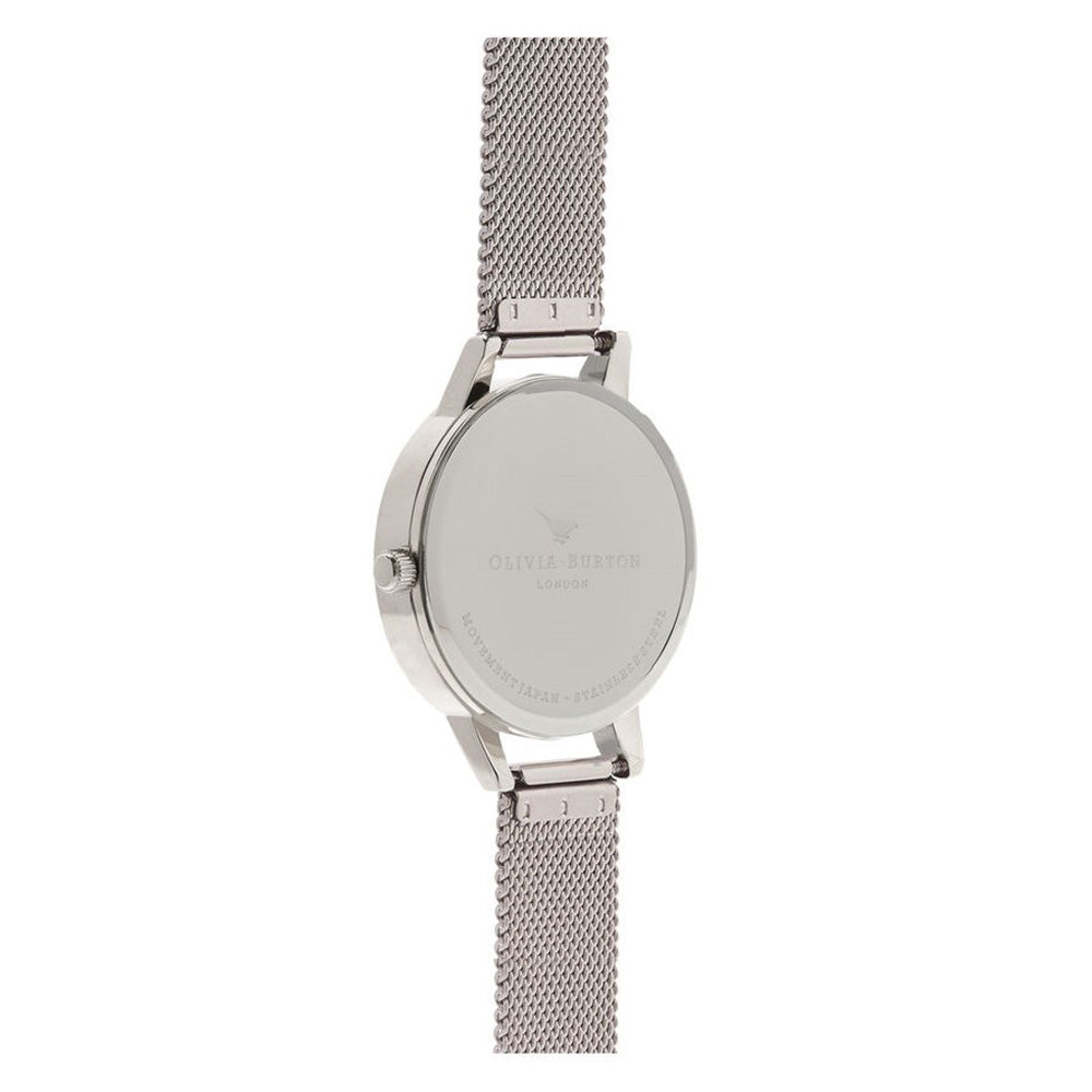 Olivia Burton Lace Detail Silver Mesh Ladies Watch - OB16MV54