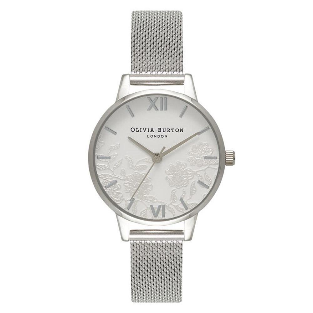 Olivia Burton Lace Detail Silver Mesh Ladies Watch - OB16MV54