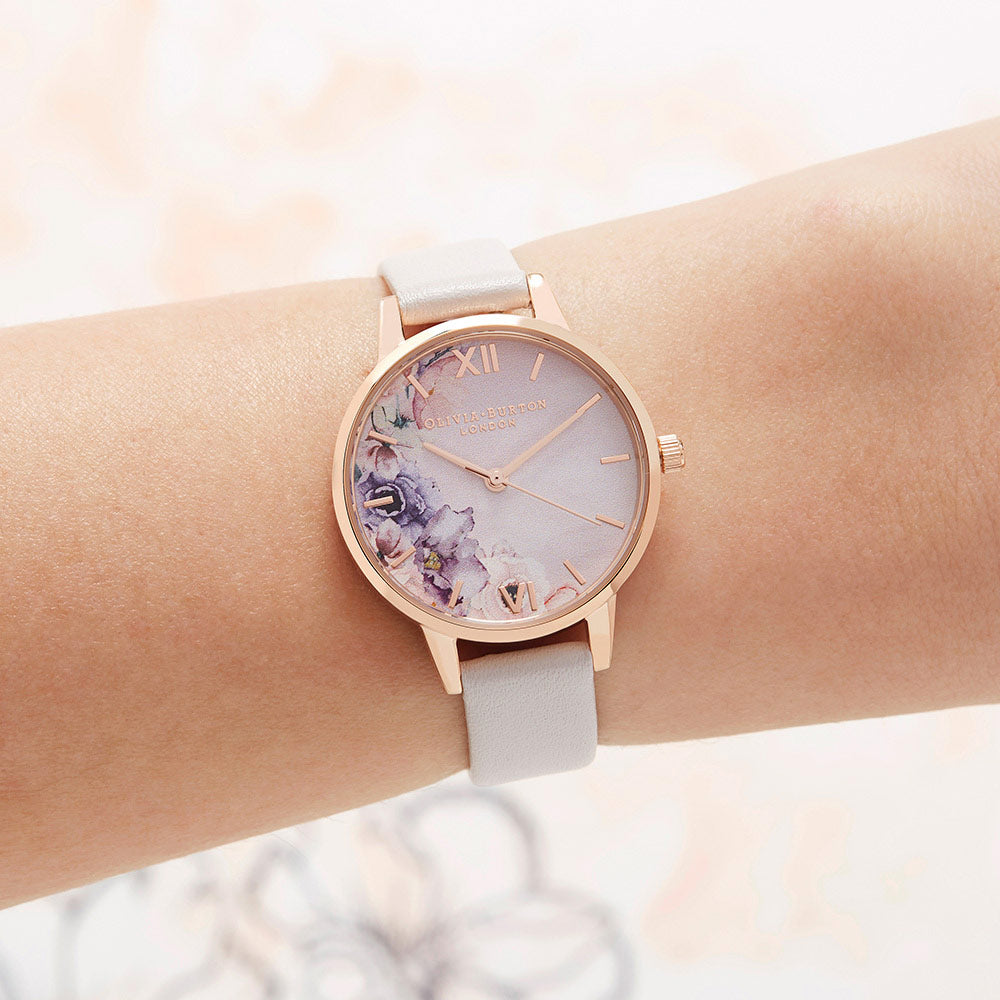Olivia Burton Watercolour Florals Blush Leather Ladies Watch - OB16PP54