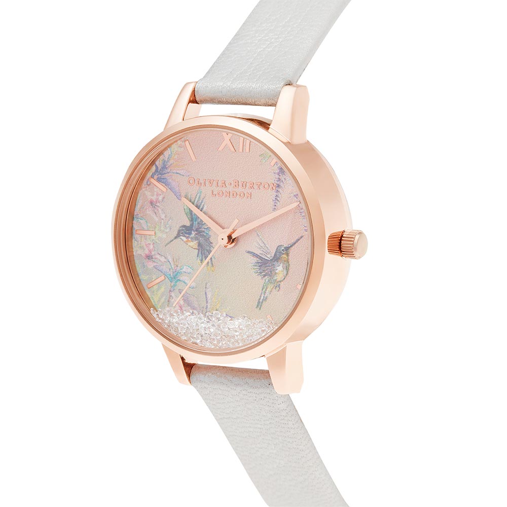 Olivia Burton Painterly Prints Shimmer Pearl Leather Women's Watch - OB16PP61