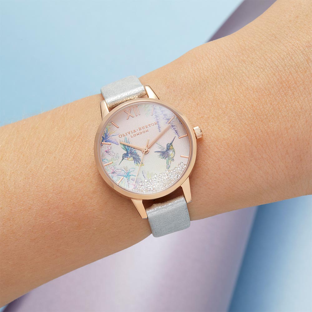 Olivia Burton Painterly Prints Shimmer Pearl Leather Women's Watch - OB16PP61