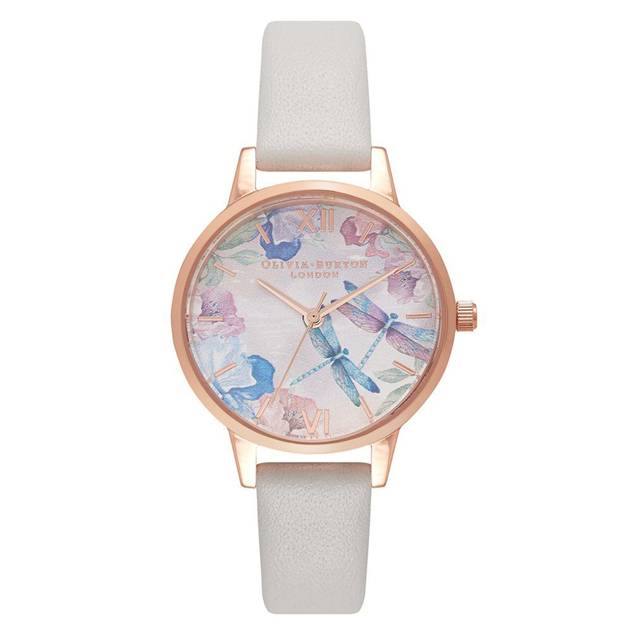 Olivia Burton Dragonfly Blush & Rose Gold Leather Women's Watch - OB16PP77