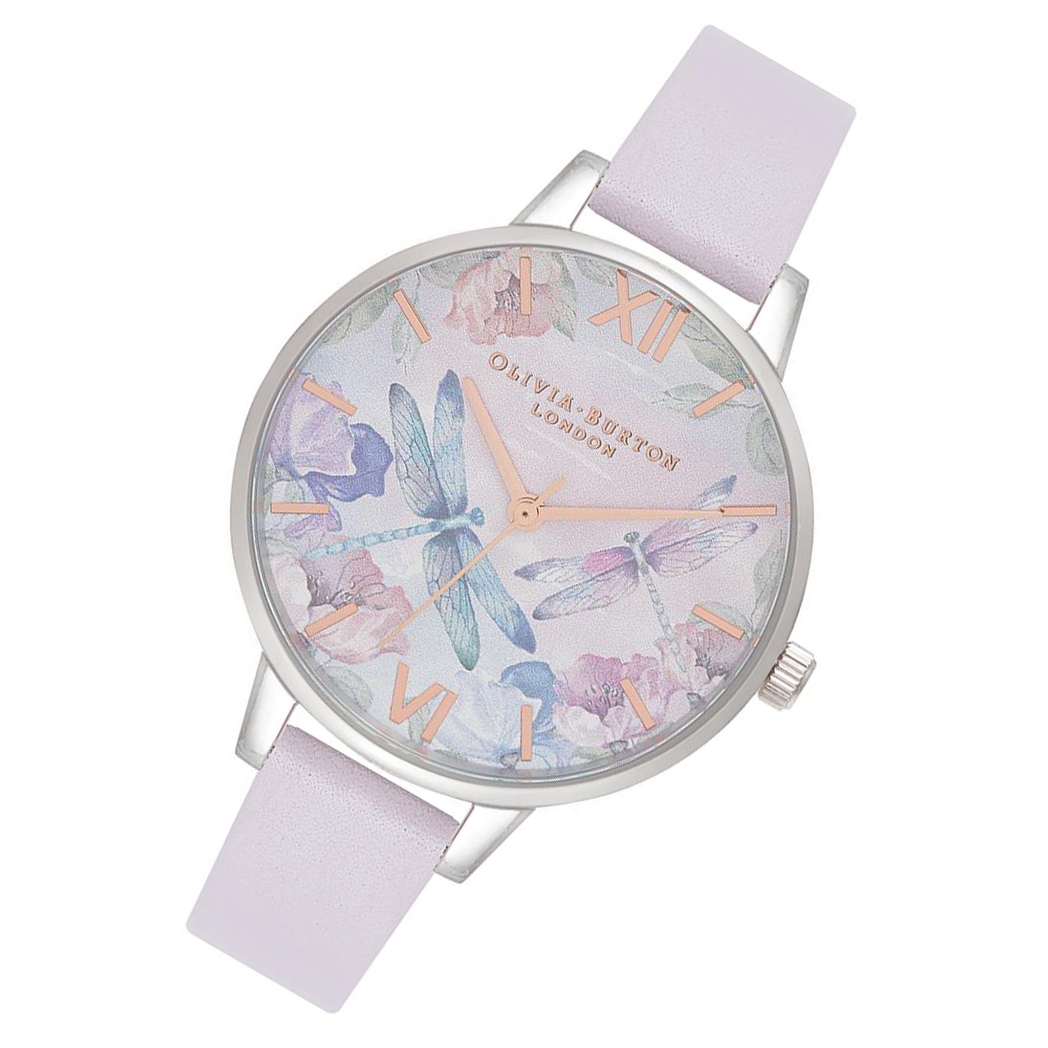 Olivia Burton Dragonfly Thin Case Silver & Parma Violet Women's Watch - OB16PP78