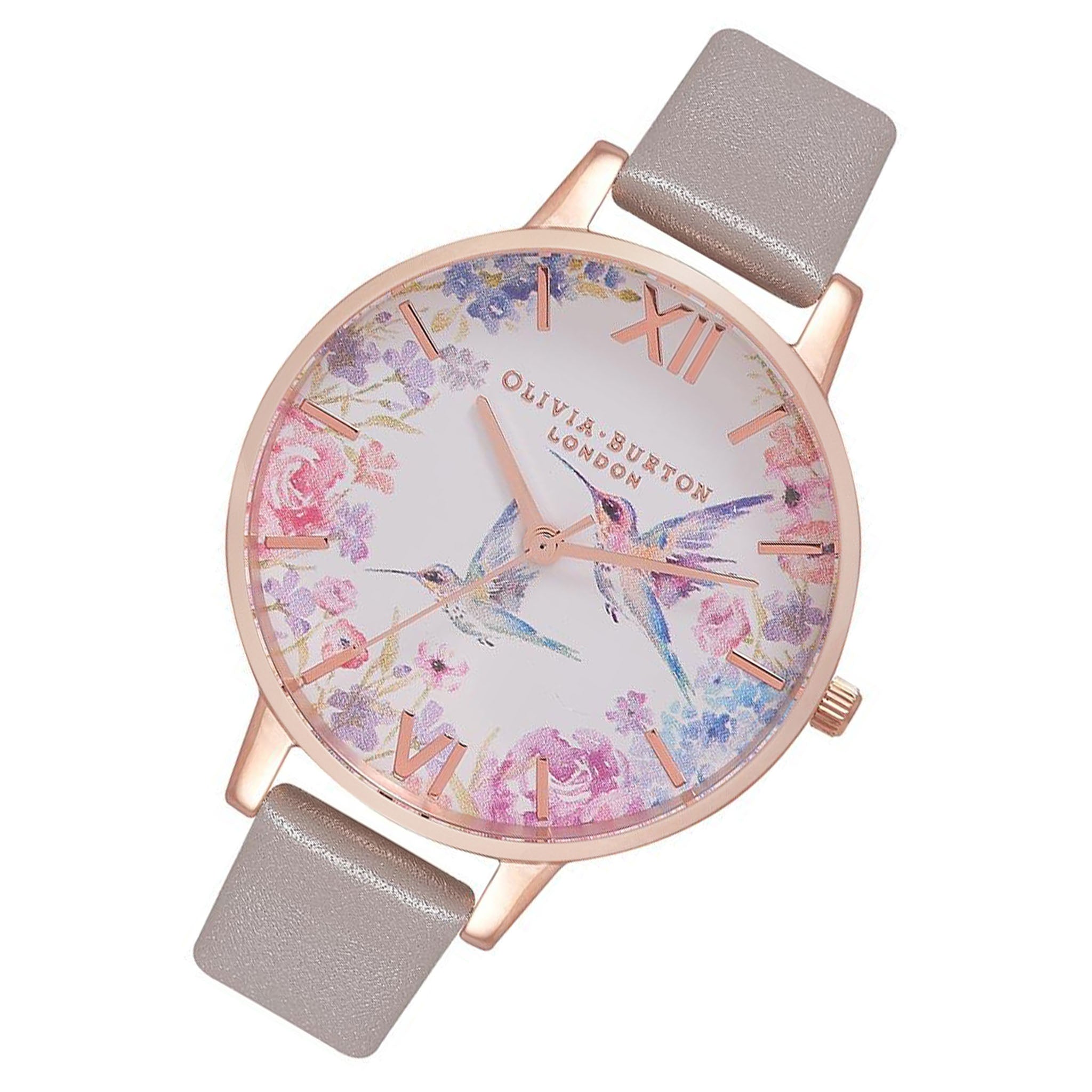 Olivia Burton Demi Hummingbirds Grey Leather Women's Watch - OB16PP79
