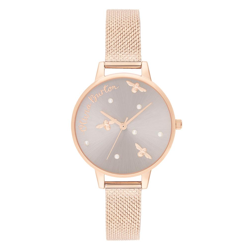 Olivia Burton Pearly Queen Ionic Rose Gold Mesh Ladies Watch - OB16PQ04
