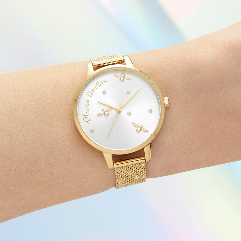 Olivia Burton Pearly Queen Gold Mesh Ladies Watch - OB16PQ06