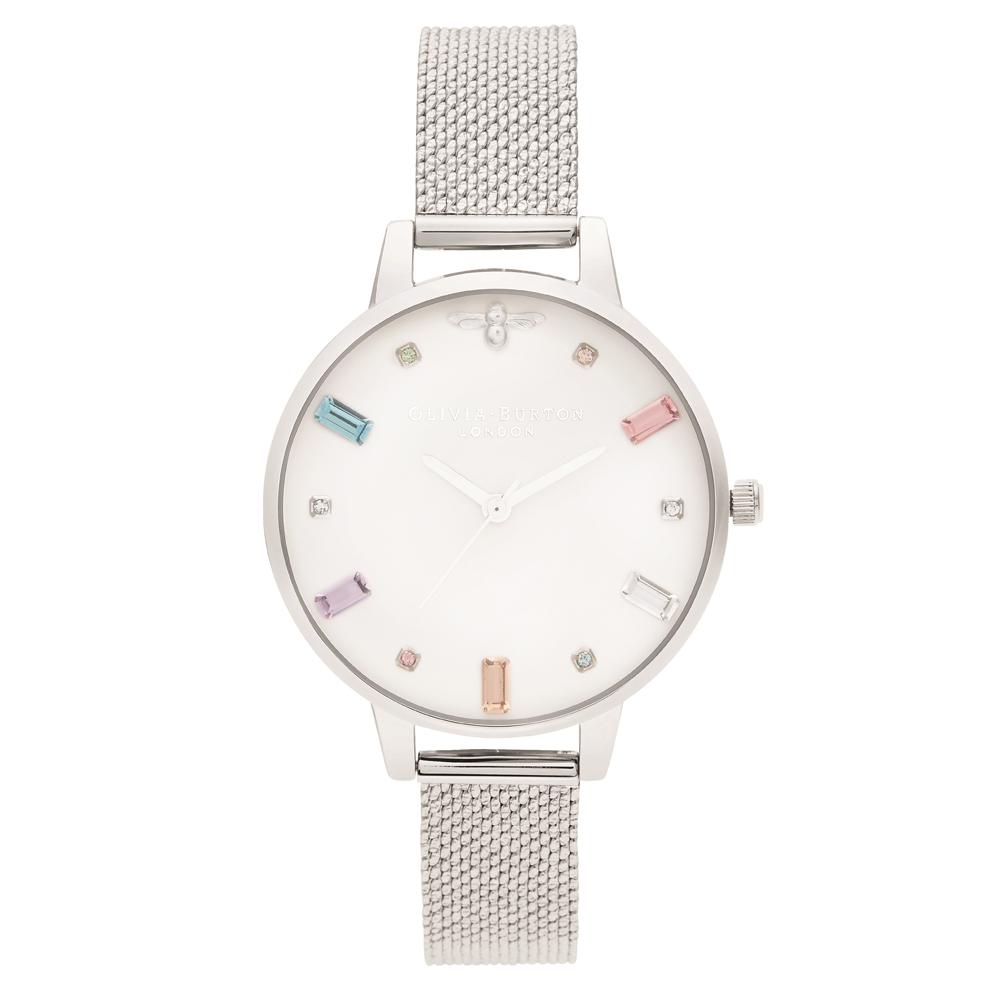 Olivia Burton Rainbow Bee Silver Mesh Ladies Watch - OB16RB10