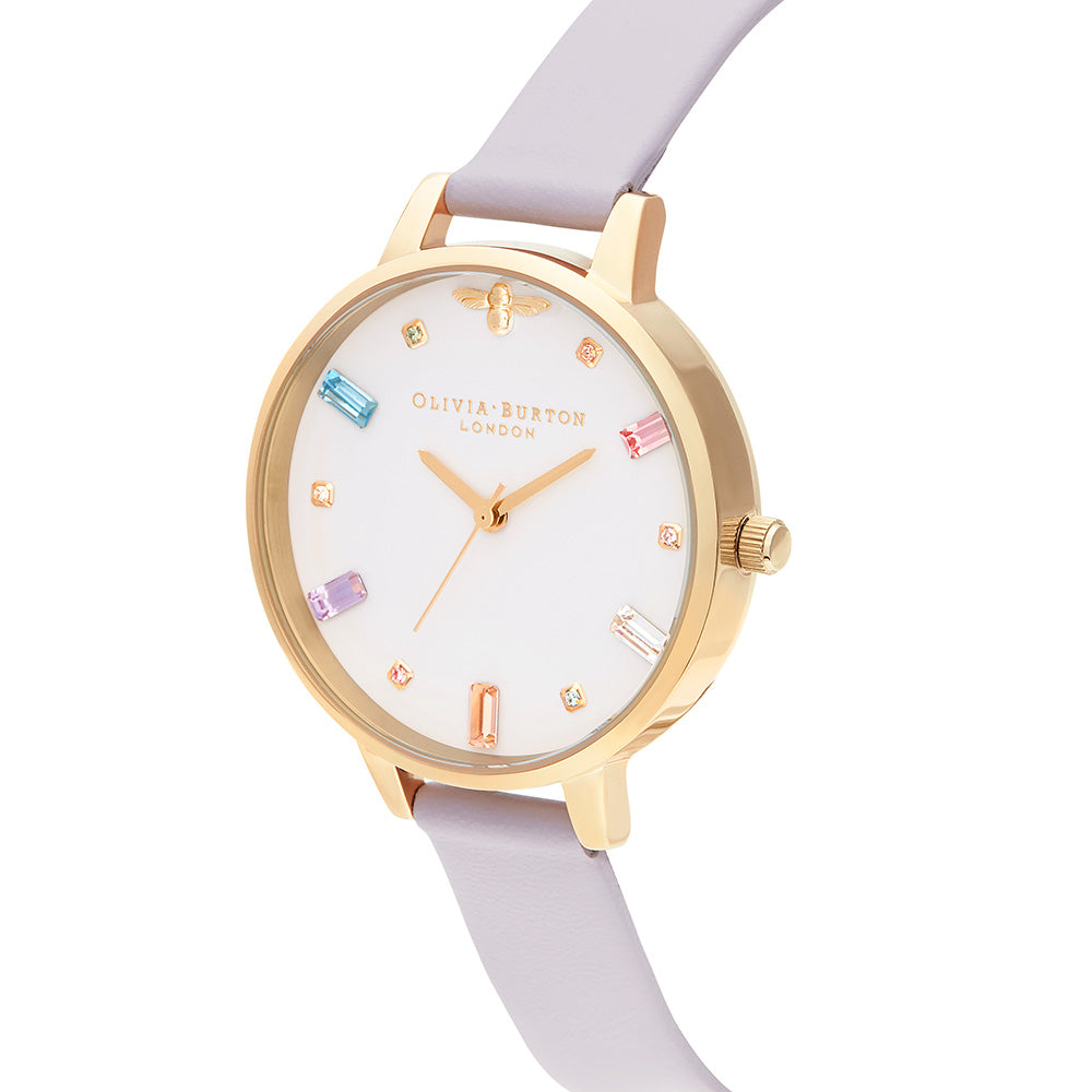 Olivia Burton Rainbow Bee Parma Violet Leather Ladies Watch - OB16RB11