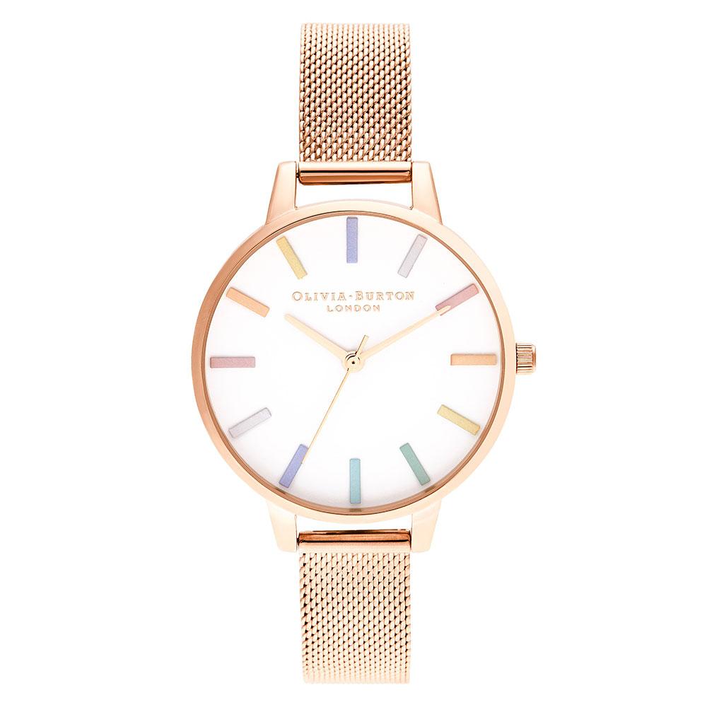 Olivia Burton Rainbow Rose Gold Mesh Ladies Watch - OB16RB24