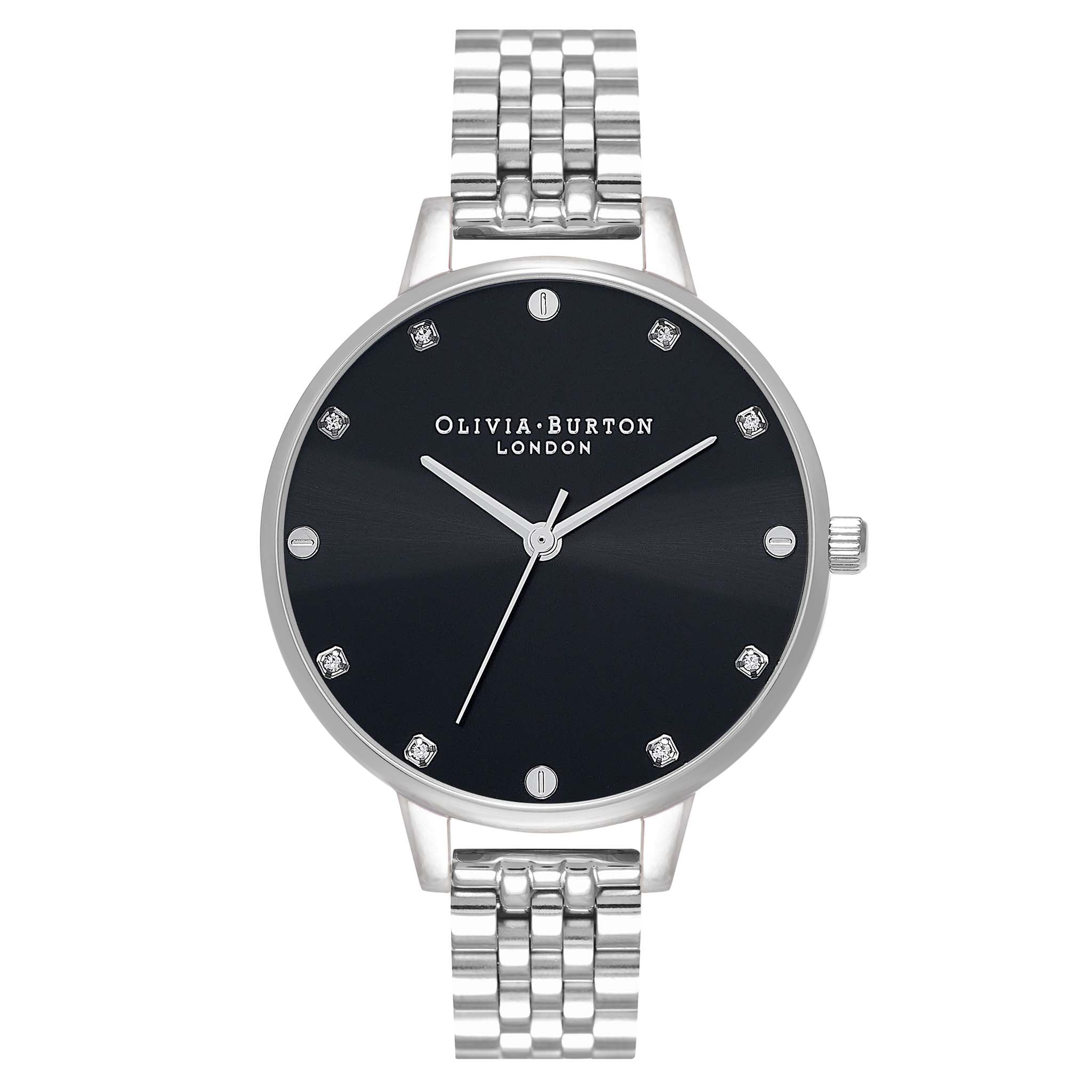 Olivia Burton Classic Demi Silver Steel Black Dial Women's Watch - OB16SE20