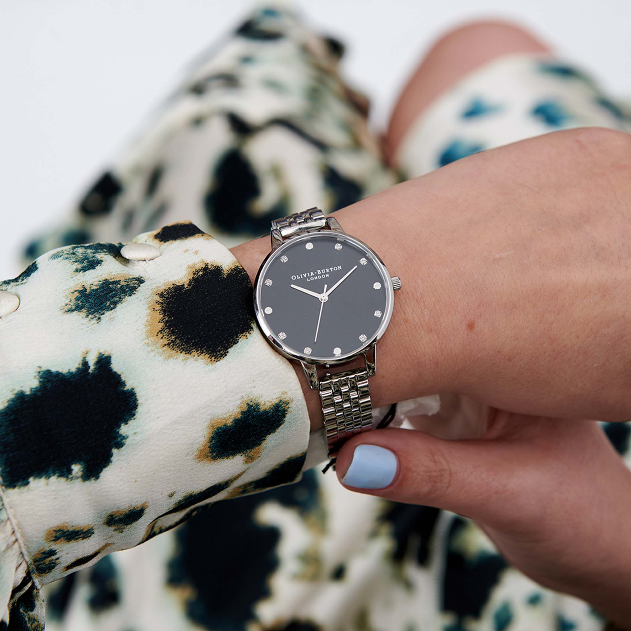 Olivia Burton Classic Demi Silver Steel Black Dial Women's Watch - OB16SE20