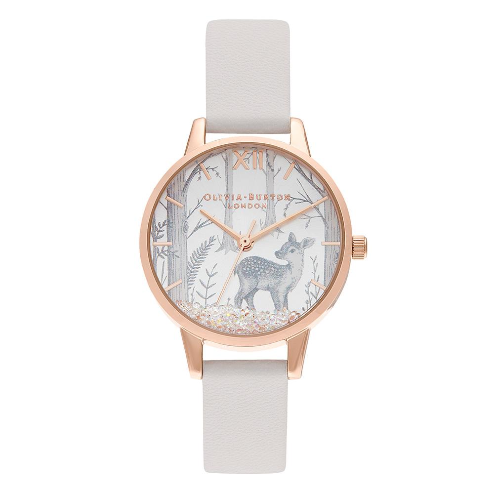 Olivia Burton Snow Globe Blush Leather Ladies Watch - OB16SG11