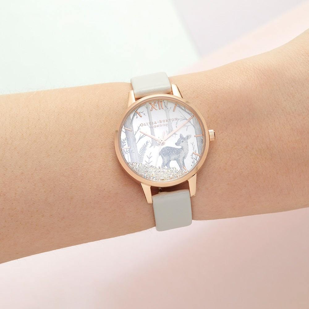 Olivia Burton Snow Globe Blush Leather Ladies Watch - OB16SG11