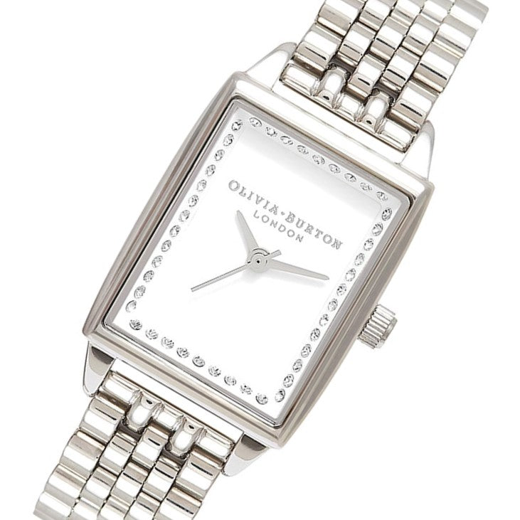 Olivia Burton Classic Sparkle Tank Silver Bracelet Women's Watch - OB16SS38