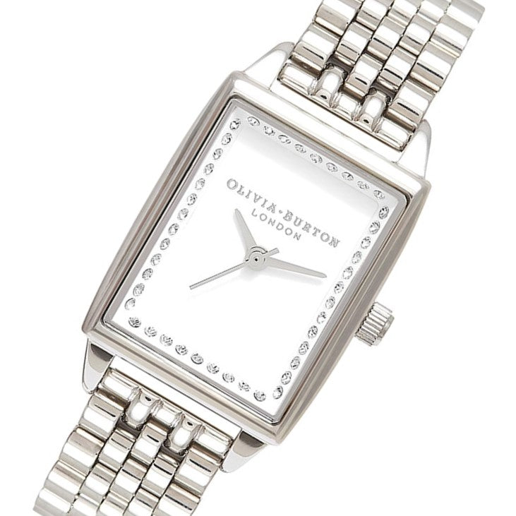 Olivia Burton Classic Sparkle Tank Silver Bracelet Women's Watch