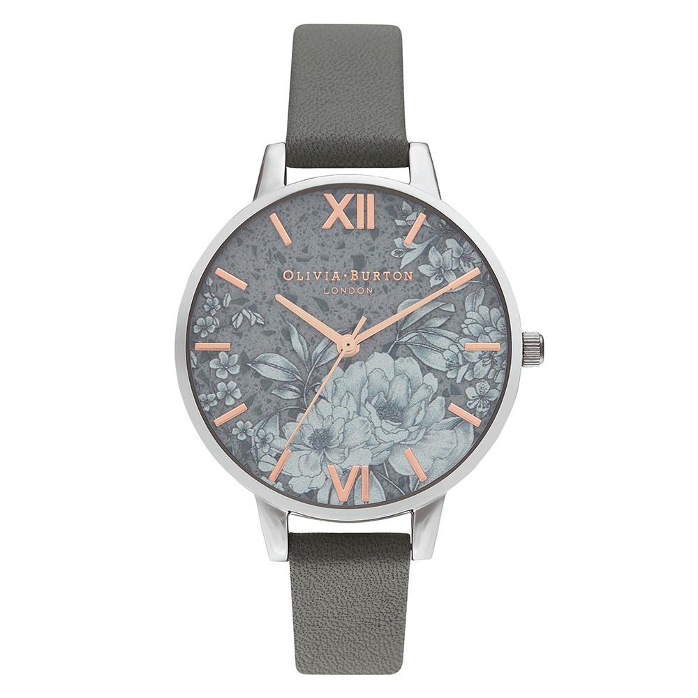 Olivia Burton Terrazzo Floral Dark Grey Leather Ladies Watch - OB16TZ05