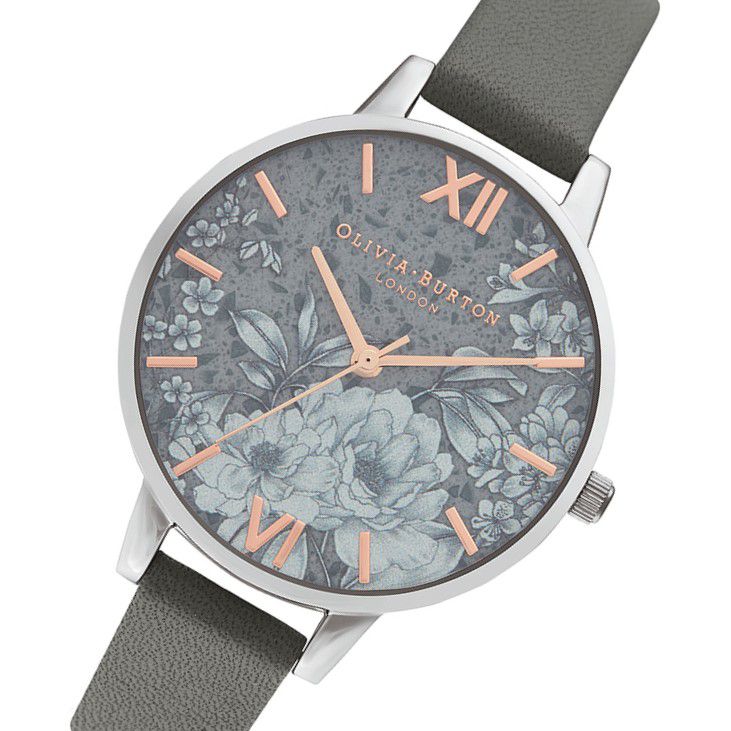 Olivia Burton Terrazzo Floral Dark Grey Leather Ladies Watch - OB16TZ05