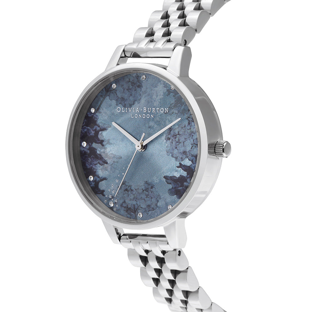 Olivia burton sunray dial midi dial silver top mesh