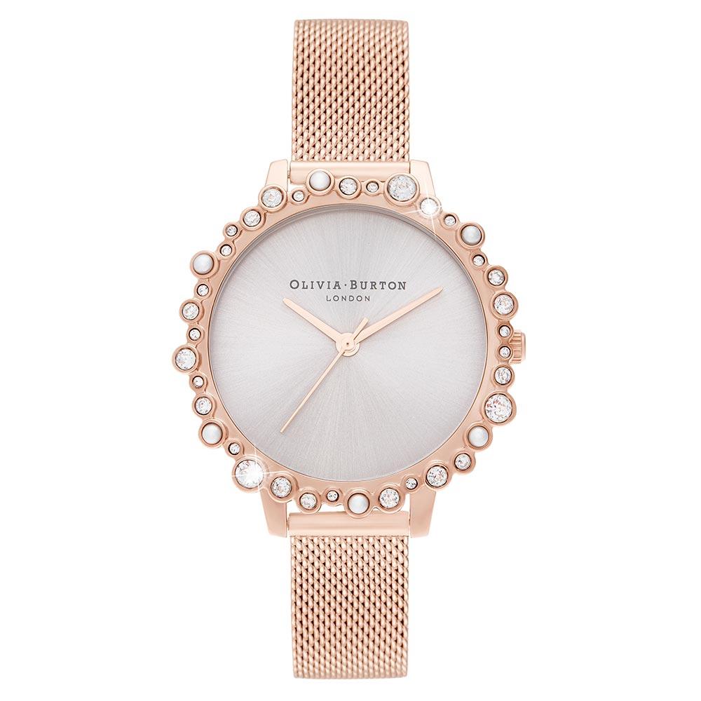 Olivia Burton Bubble Case Pale Rose Mesh Gold Steel Women's Watch - OB16US50