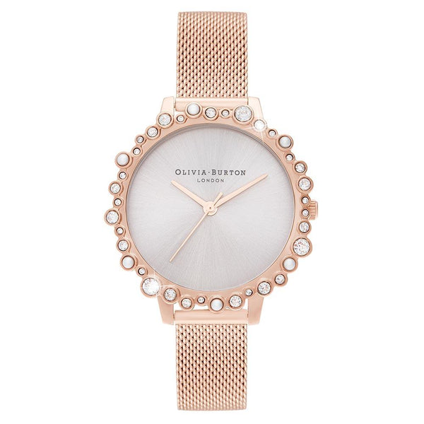 Olivia Burton Bubble Case Pale Rose Mesh Gold Steel Women