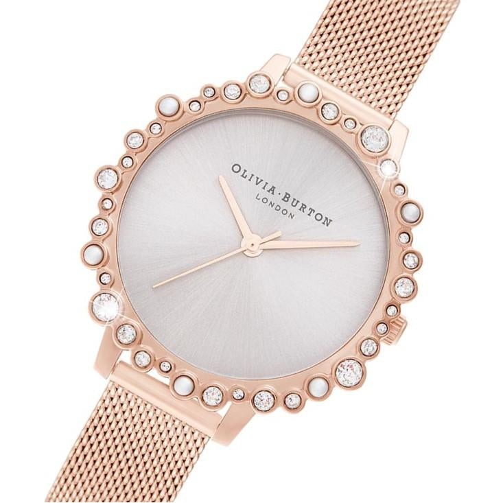 Olivia Burton Bubble Case Pale Rose Mesh Gold Steel Women's Watch - OB16US50