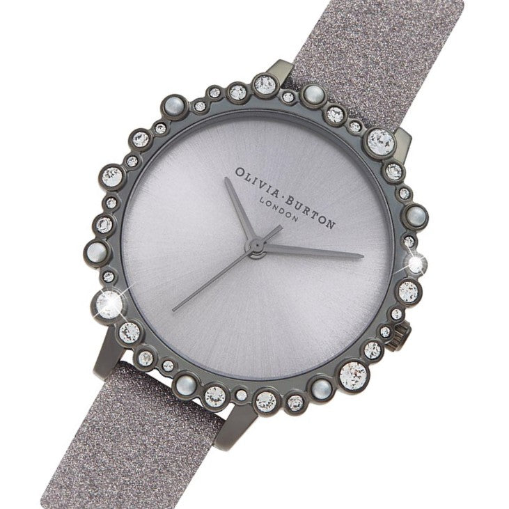 Olivia Burton Bubble Case Lilac Glitter Leather Women's Watch - OB16US51