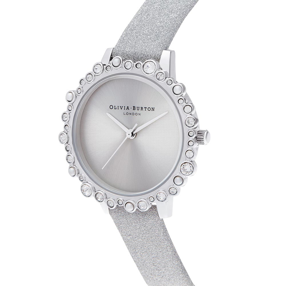 Olivia Burton Bubble Case Midi Dial Grey Glitter Strap Women's Watch - OB16US52