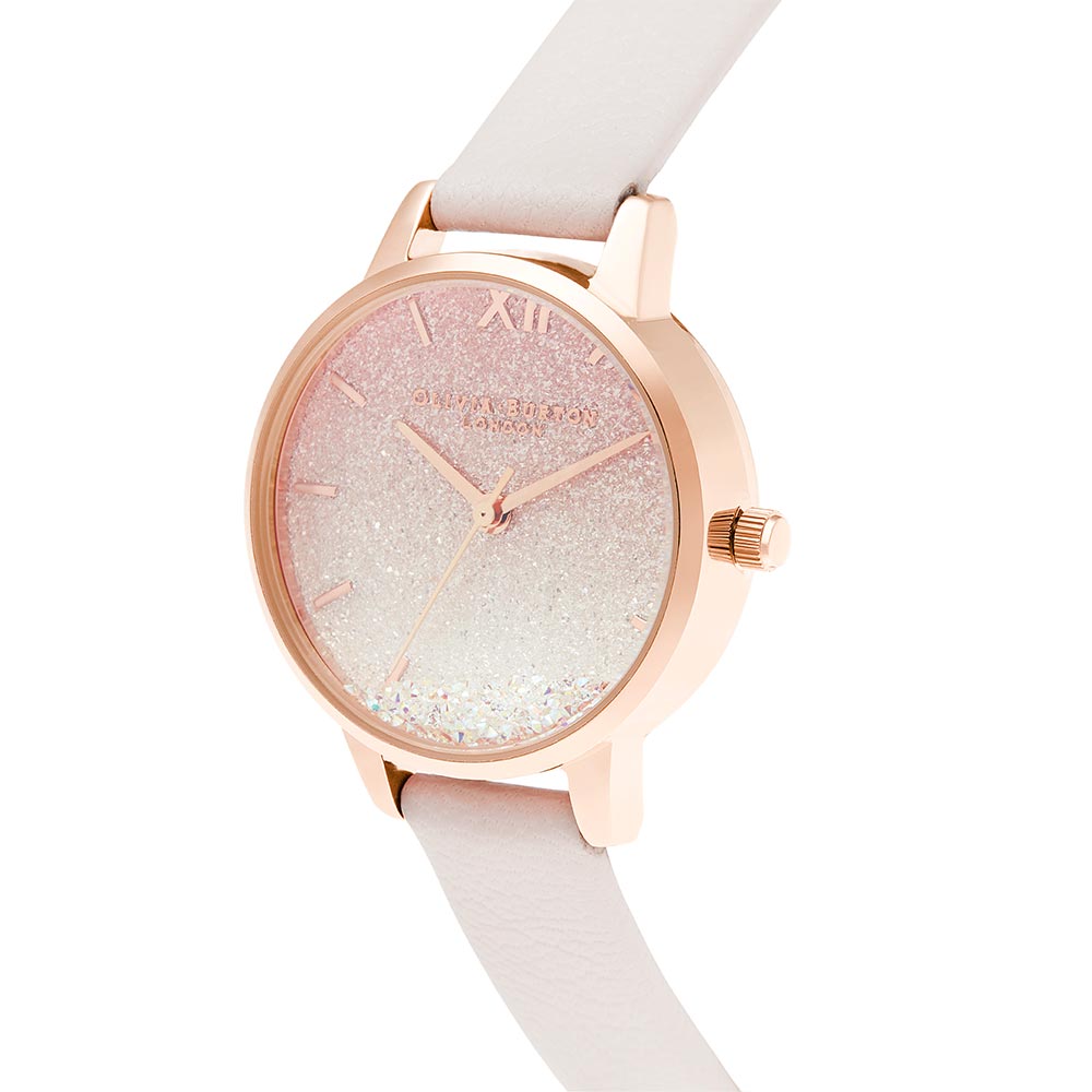 Olivia Burton Sunrise Wishing Wave Midi Pearl Pink Leather Women's Watch - OB16US57