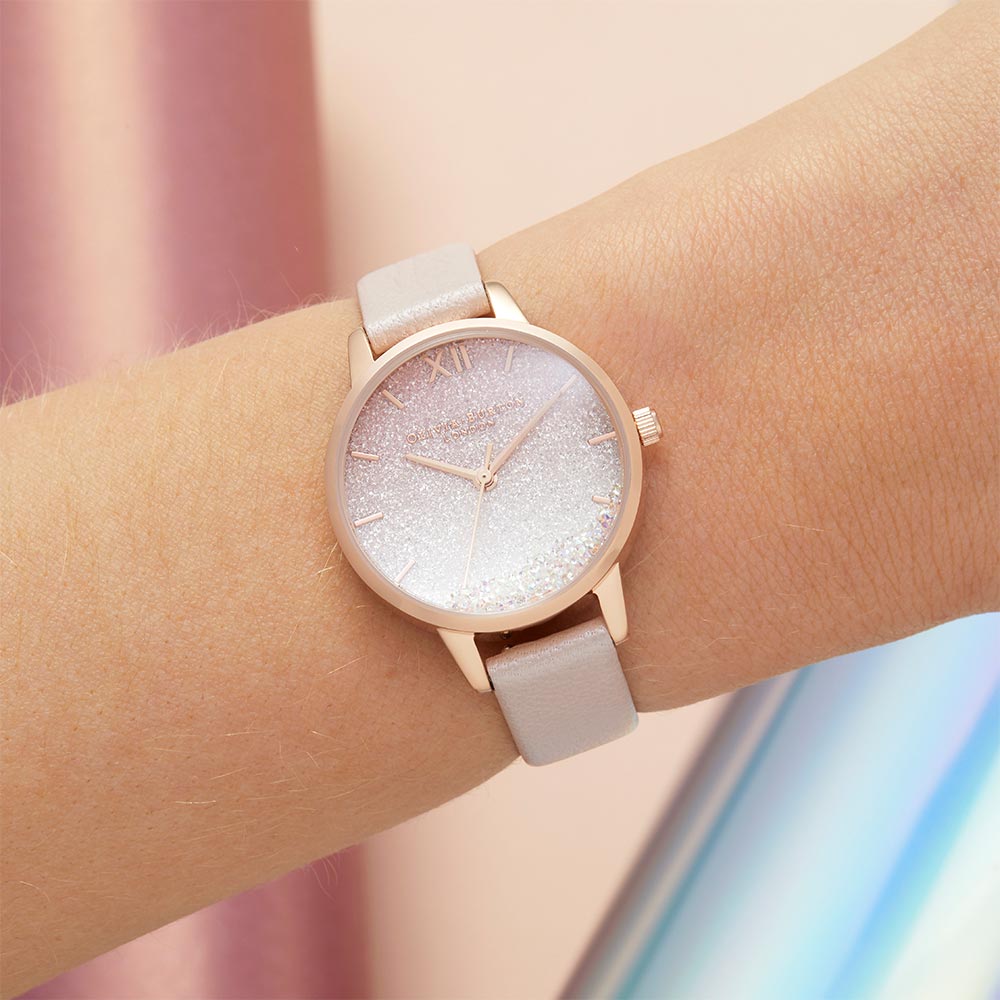 Olivia Burton Sunrise Wishing Wave Midi Pearl Pink Leather Women's Watch - OB16US57