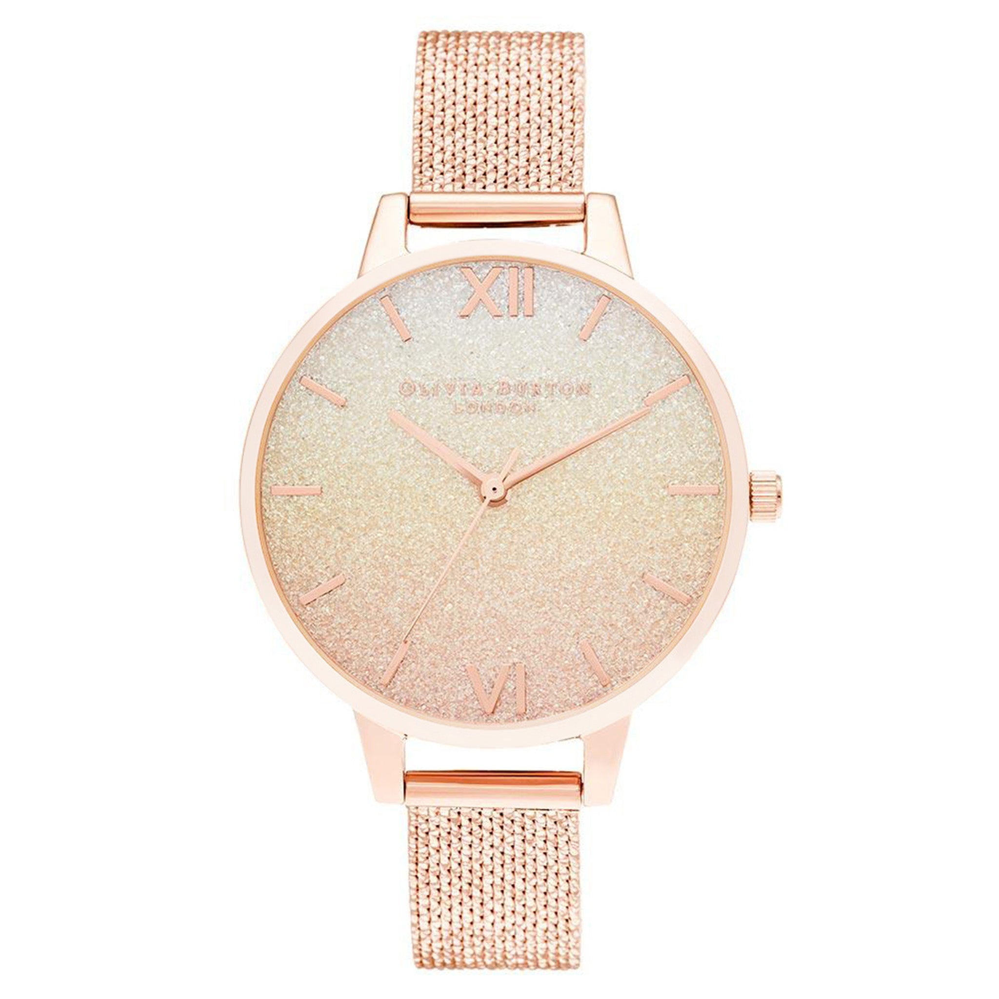 Olivia Burton Sunset Ombre Glitter Demi Rose Gold Boucle Mesh Women's Watch - OB16US58