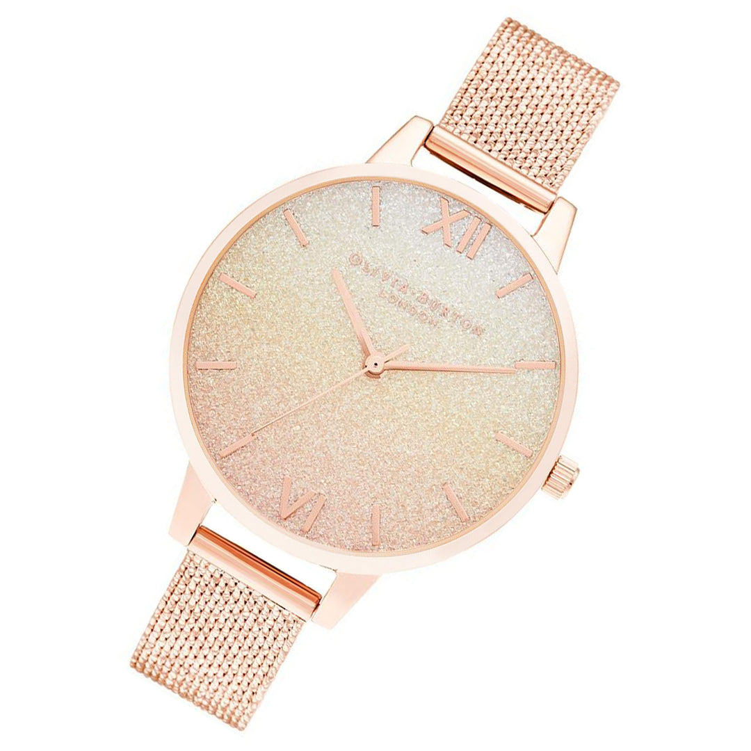 Olivia Burton Sunset Ombre Glitter Demi Rose Gold Boucle Mesh Women's Watch - OB16US58